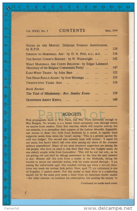 Labour Monthly May 1949 ( Was A Magazine Associated With The Communist Party Of Great Britain) 3 Scan - 1900-1949