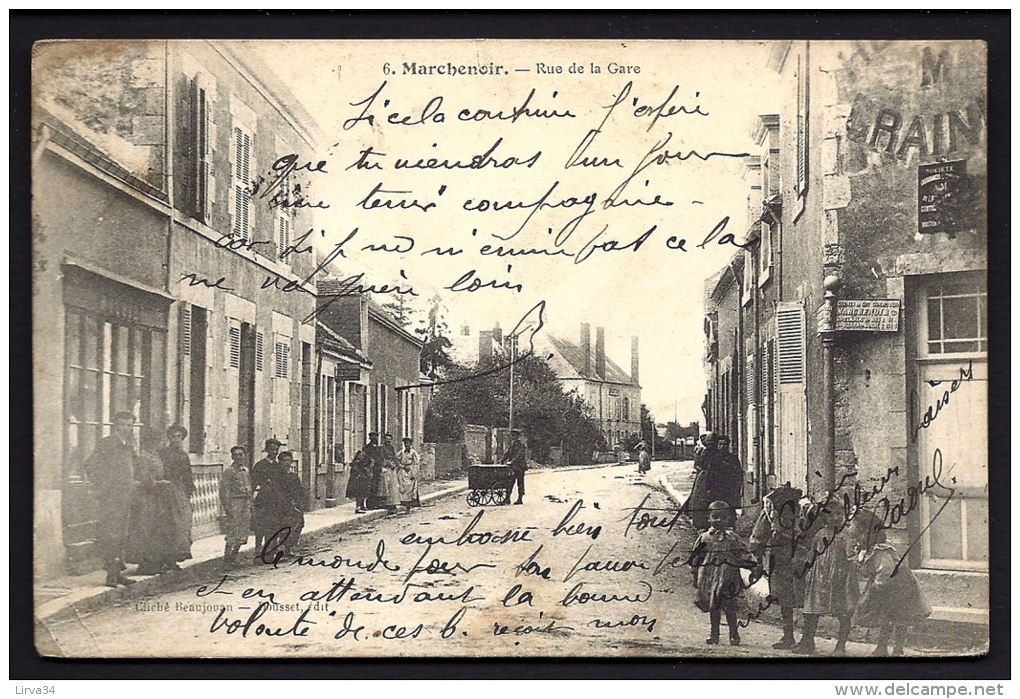 CPA ANCIENNE- FRANCE- MARCHENOIR (41)-  RUE DE LA GARE AVEC TRES BELLE ANIMATION - Marchenoir