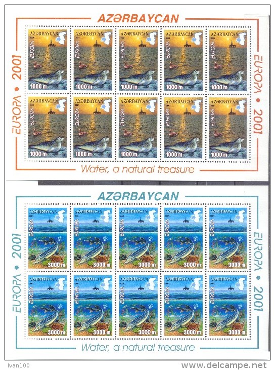 2001. Azerbaijan, Europa 2001, 2 Sheetlets, Mint/** - Azerbaïdjan