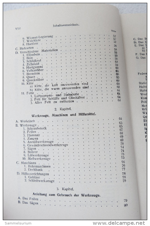 Reinhold Thebis "Glasarbeiten und Feinmechanik" Herstellung und Instandsetzuntg wissenschaftlicher Apparate, von 1927