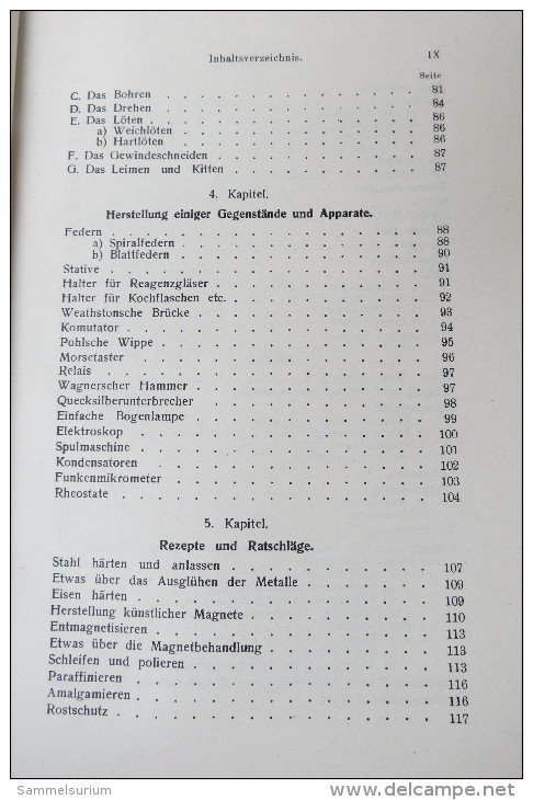 Reinhold Thebis "Glasarbeiten und Feinmechanik" Herstellung und Instandsetzuntg wissenschaftlicher Apparate, von 1927