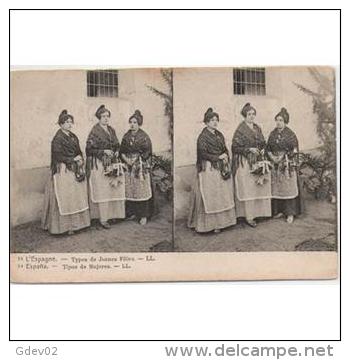 COSTP0640-LFTP4344TFV.Spain. Espagne.Tarjeta Postal Costumbrista.ESTEREOSCOPICA.TIPOS DE  MUJERES - Vestuarios