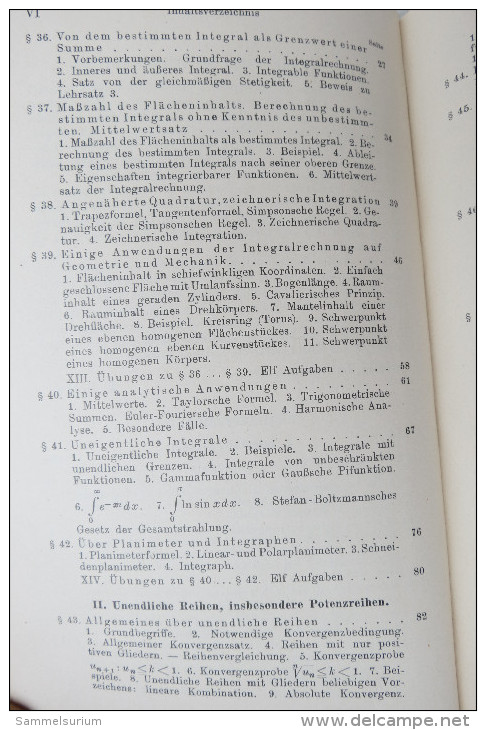 R. Rothe "Höhere Mathematik" Teil II: Integralrechnung, Unendliche Reihen, Vektorrechnung Nebst Anwendungen, Von 1938 - Libros De Enseñanza