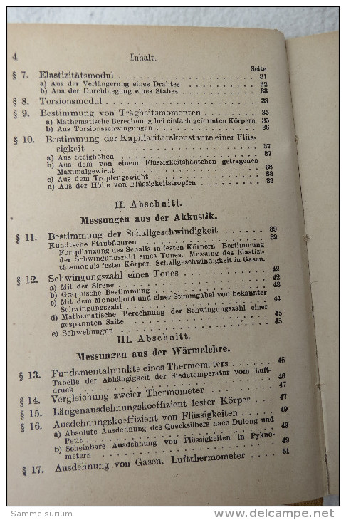 Prof.Dr.Wilhelm Bahrdt "Physikalische Messungsmethoden" Sammlung Göschen, Von 1921 - Technical