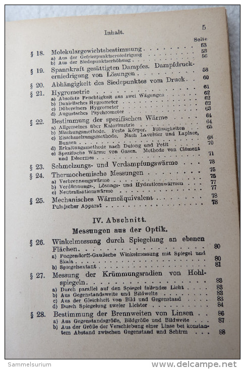 Prof.Dr.Wilhelm Bahrdt "Physikalische Messungsmethoden" Sammlung Göschen, Von 1921 - Techniek