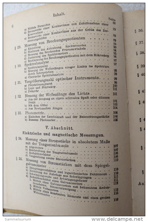 Prof.Dr.Wilhelm Bahrdt "Physikalische Messungsmethoden" Sammlung Göschen, von 1921