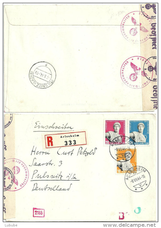 Zensur R Brief  Arlesheim - Pulsnitz D  (Satzfrankatur)      1944 - Brieven En Documenten