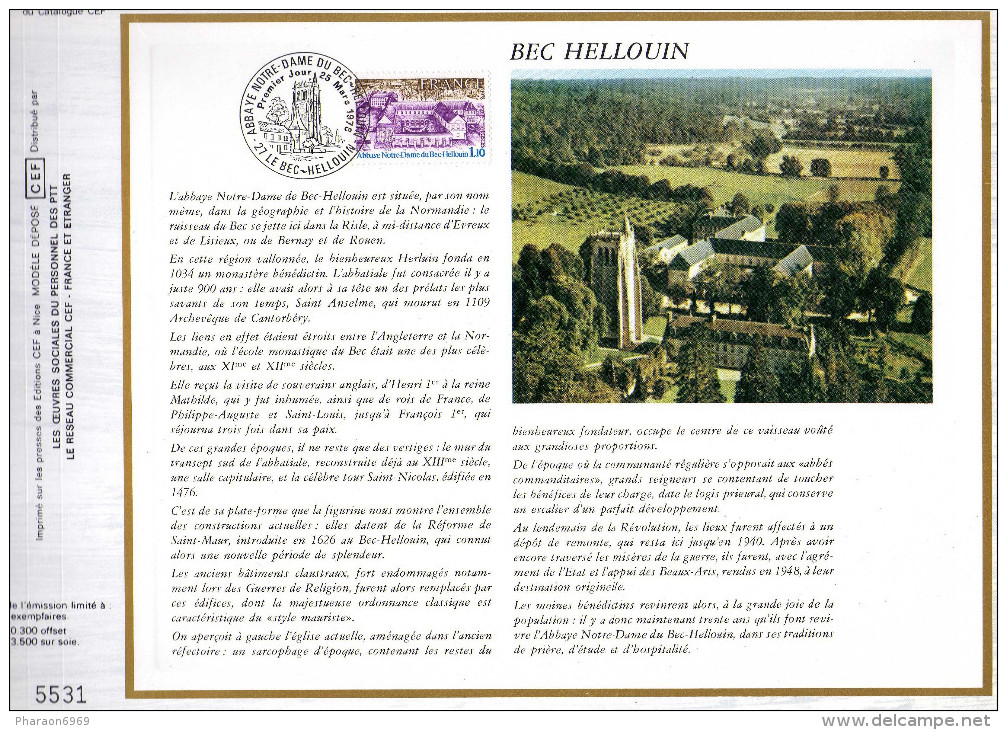 Feuillet Tirage Limité CEF 448 Abbaye Notre-Dame Bec Hellouin - Lettres & Documents