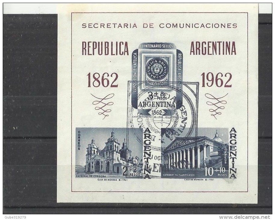 ARGENTINA 1961 - SOUVENIR SHEET 100 YEARS 1862-1962 SECRETARIA COMINICACIONES  W 3 ST OF 3+3-2+2-10-10 PESOS -5 IMPERFOR - Blokken & Velletjes