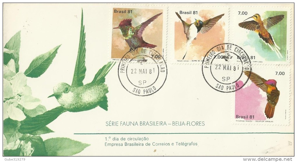 BRAZIL 1981 &ndash; FDC STAMP SERIE &ldquo;BIRDS OF BRAZIL &ndash;BRAZIL &lsquo;81&rdquo;- UCCELLI- OISEAUX &ndash; PAJA - FDC