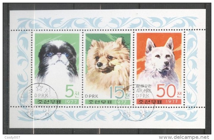 Korea 1977 Dogs, Perf. Sheetlet, Used T.223 - Corea Del Nord