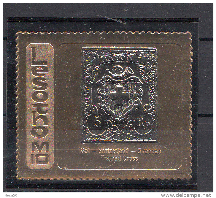 Lesetho Gold Stamp Opdruk: 1851 Suisse Mi Nr 9 Red Cross - Lesotho (1966-...)