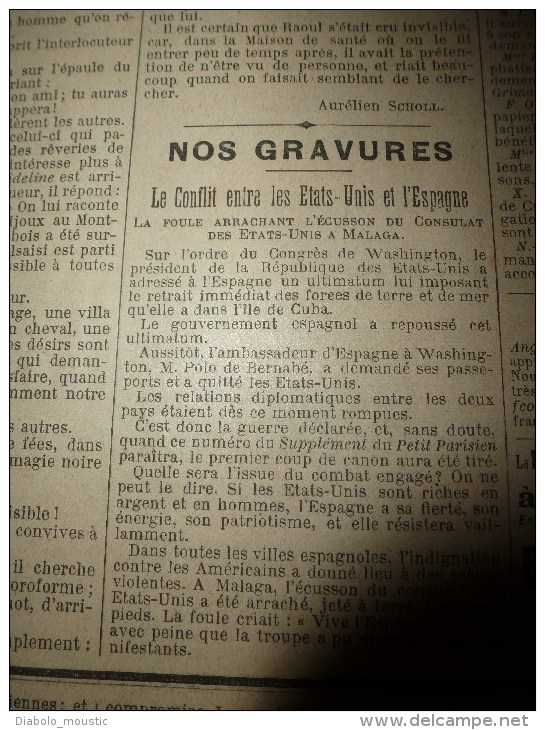 1898 LE PETIT PARISIEN : Contre la richesse des USA l 'ESPAGNE à sa fierté et son immense courage; Le Roi Alphonse XIII