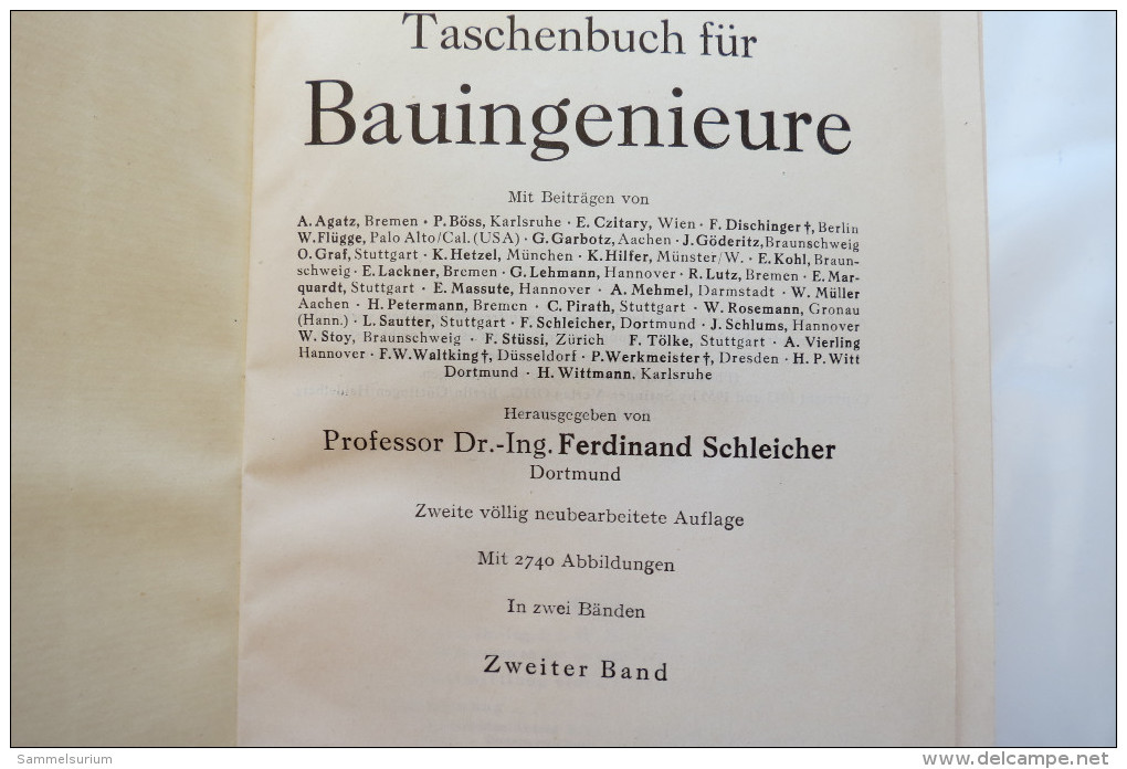 Prof.Dr.-Ing. Ferdinand Schleicher "Taschenbuch Für Bauingenieure" Band 2, Von 1955 - Técnico