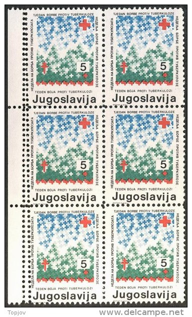 YUGOSLAVIA - JUGOSLAVIA - ERROR In Bl.of 6 - TBC TAX - RED CROSS - Double  PERF - **MNH - 1986 - Timbres-taxe