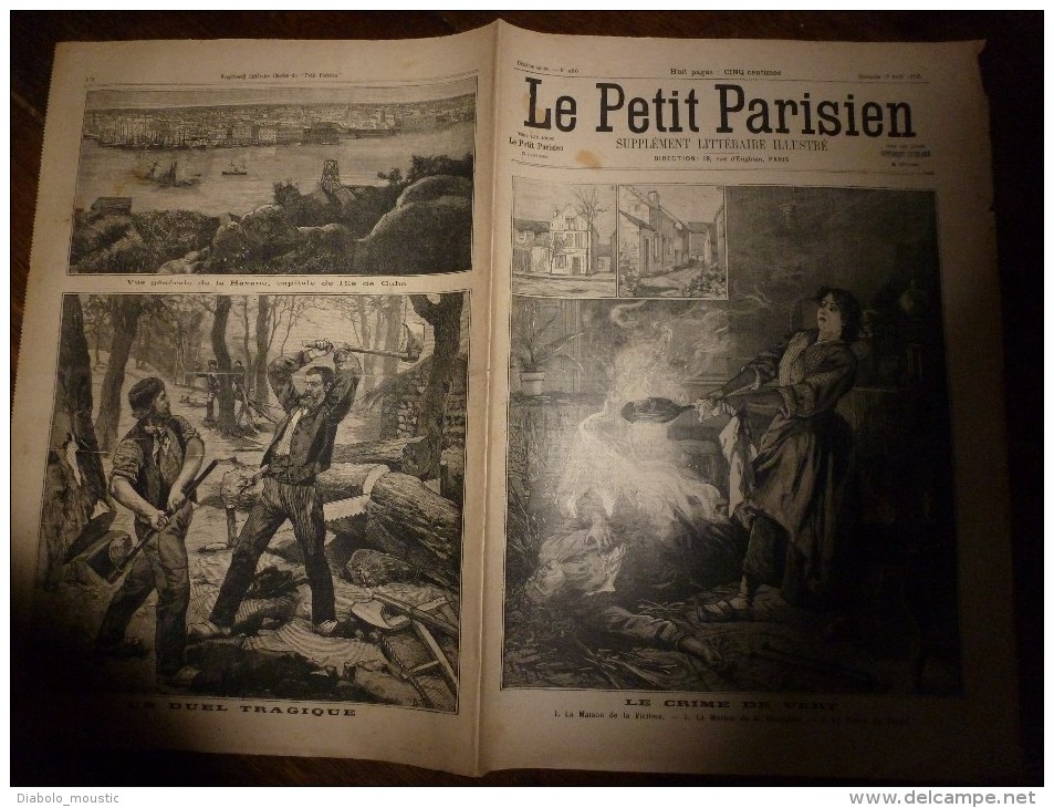 1898 LE PETIT PARISIEN :Duel à La Hache Près Bruxelles Entre Desmet-Flamand; Mme Benoit Assassinée à Vert (près Nantes) - Le Petit Parisien