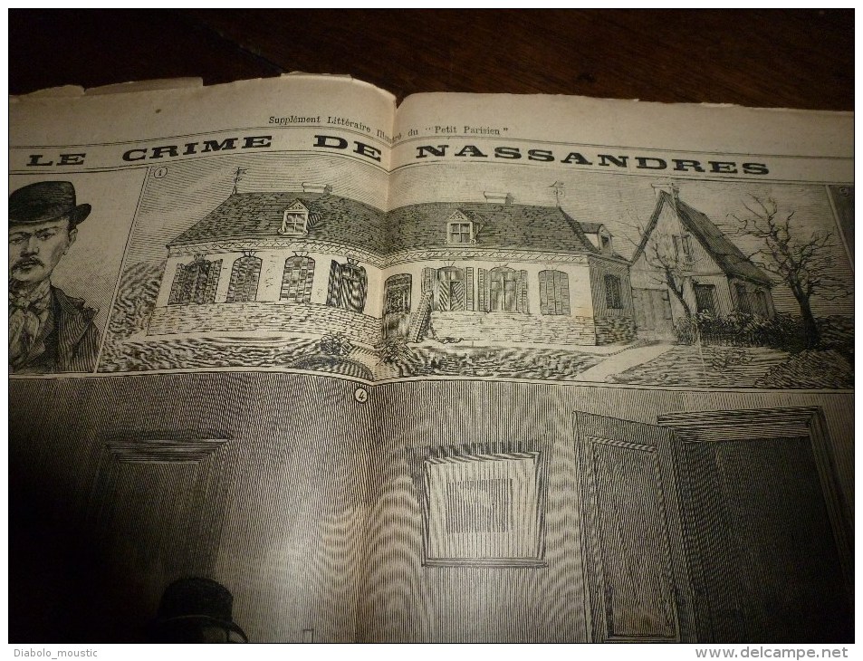 1898 LE PETIT PARISIEN : Le sextuple assassinat de Nassandres en description par texte et dessins scèniques