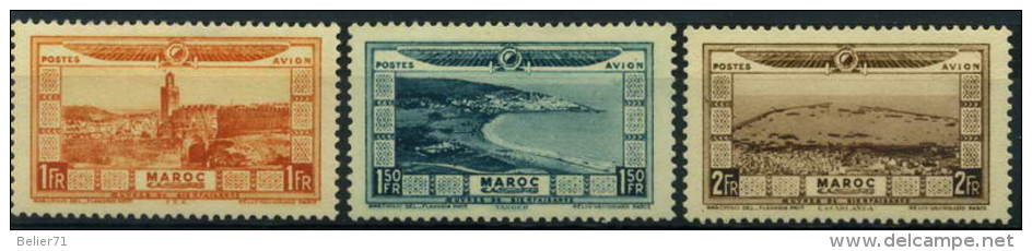 France, Maroc : Poste Aérienne N° 17 à 19 X Année 1928 - Poste Aérienne