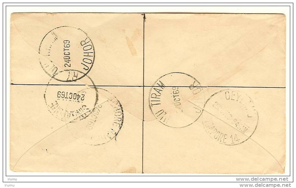 Malaysia 1969, Lettre Recommandé De ULU TIRAM (SN 96) - Malaysia (1964-...)