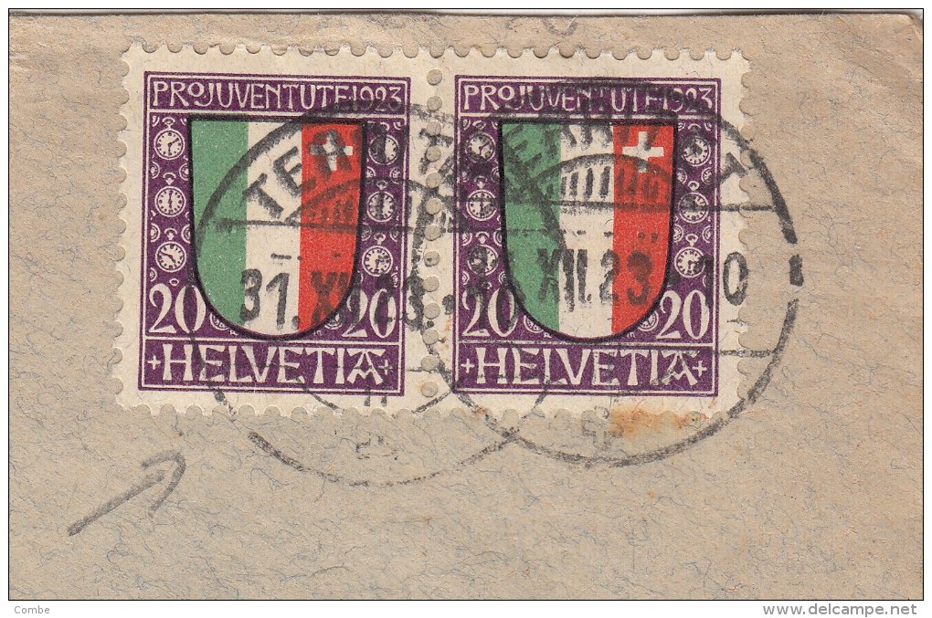 1923, LETTRE SUISSE, MI 187 PAAR + BELLE VIGNETTE , TERRITOT Pour Les USA/4789 - Briefe U. Dokumente