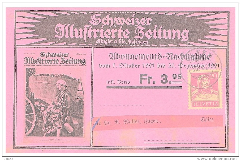 1921, CARTE SUISSE, SCHWEIZERMUFTRIERTE BEIFUNG, OLTEN SPIEZ/5319 - Cartas & Documentos