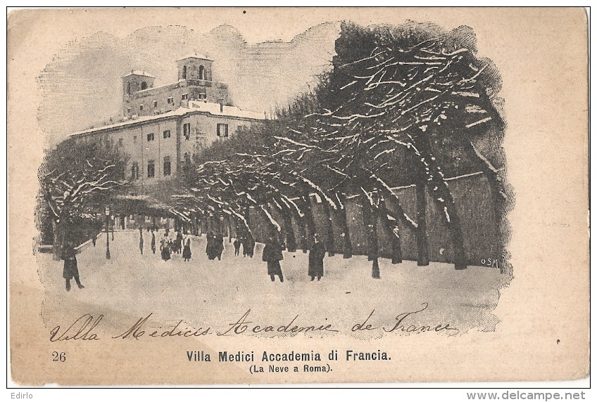 La Neve A Roma Villa Medici - Academia De Francia - Rome Académie Française à Rome - Precurseur Unused - Enseñanza, Escuelas Y Universidades