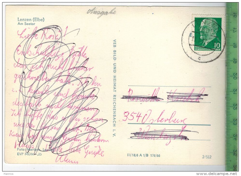 Lenzen (Elbe)-1967- Verlag: VEB Bild Und Heimat, POSTKARTE Mit Frankatur, Mit Stempel LENZEN 13.3.67, Erhaltung: I-II, - Lenzen