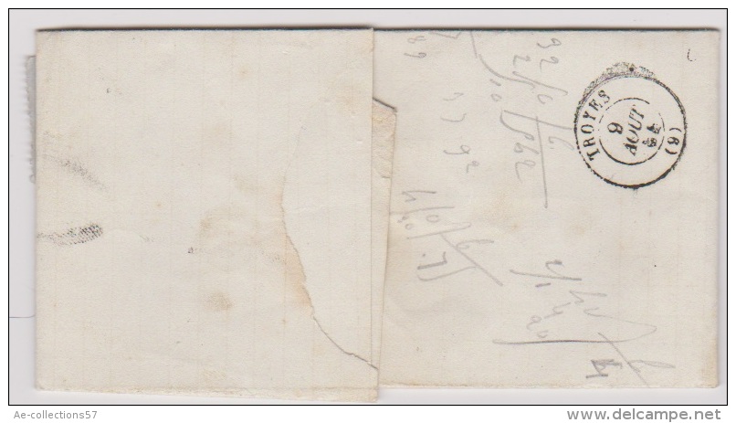 Lot 175  //  Lettre De Wassy  //  Pour Troyes  //  Boite Rurale  Q  //  8 Aout 1854 - 1849-1876: Classic Period