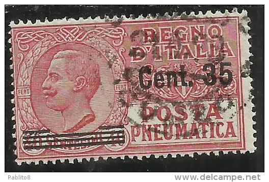 ITALIA REGNO ITALY KINGDOM 1927 POSTA PNEUMATICA EFFIGIE RE VITTORIO EMANUELE EFFIGY KING CENT. 35 SU 40 C. USED USATO - Poste Pneumatique