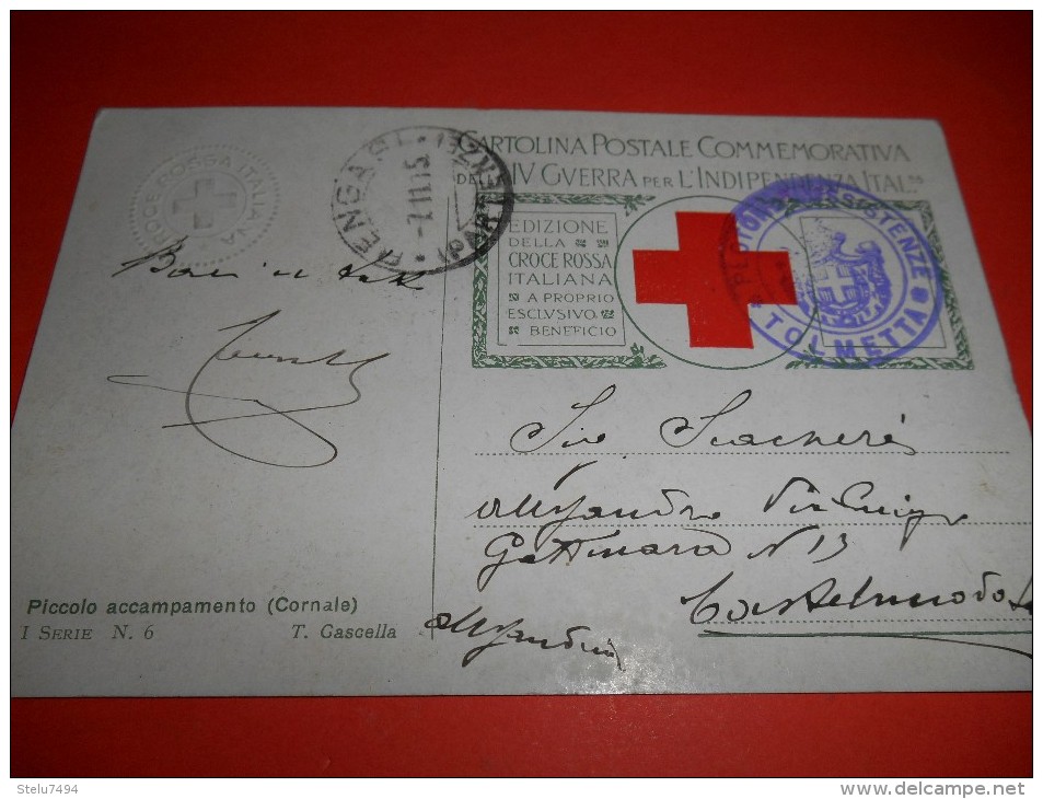 B310 Cartolina Commemorativa IV Guerra Indipendenza Croce Rossa Tolmetta Cm8,5x13,5 Lieve Piega Angolo - War 1914-18