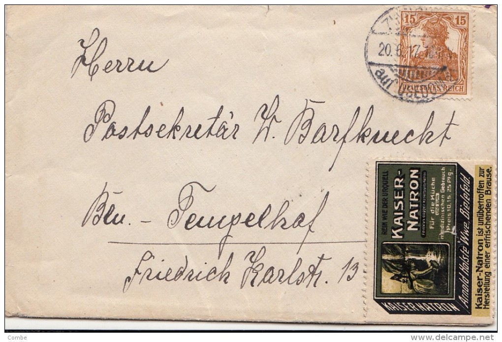 1917, LETTRE ALLEMAGNE, BELLE VIGNETTE KAISER-NATRON /3621 - Lettres & Documents