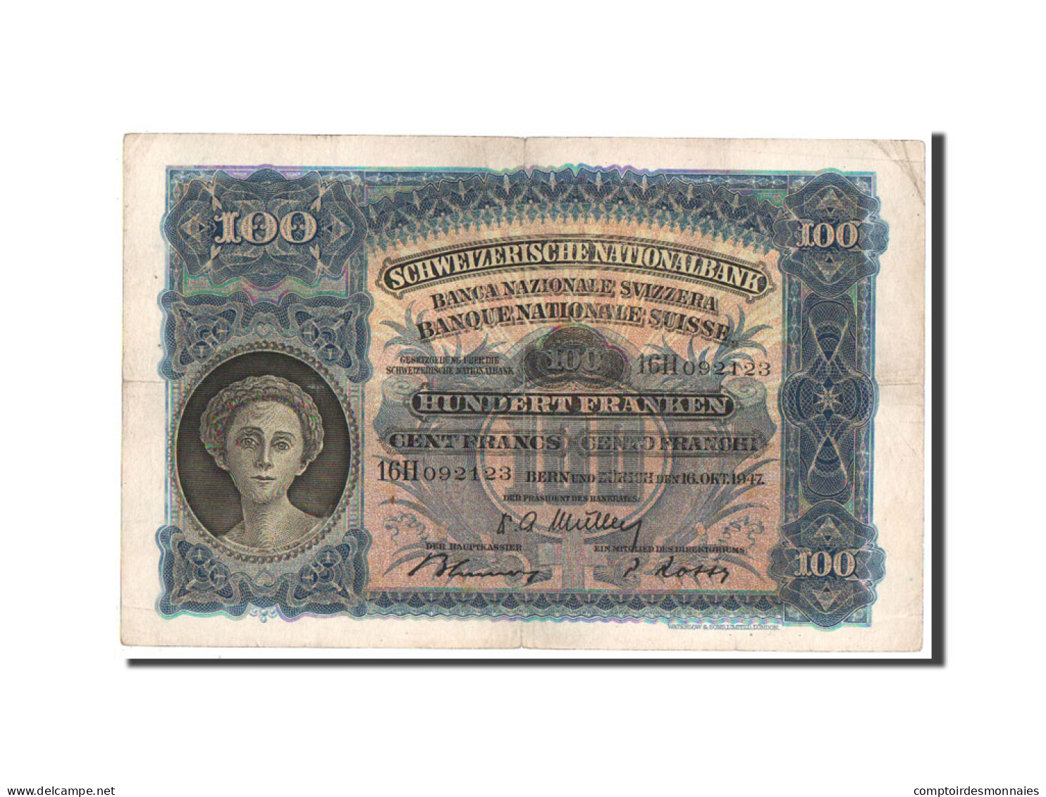 Billet, Suisse, 100 Franken, 1947, TB+ - Schweiz