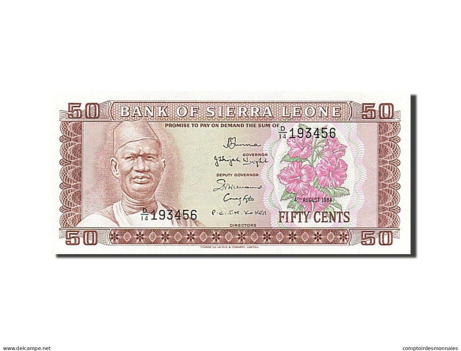 Billet, Sierra Leone, 50 Cents, 1984, 1984-08-04, NEUF - Sierra Leona