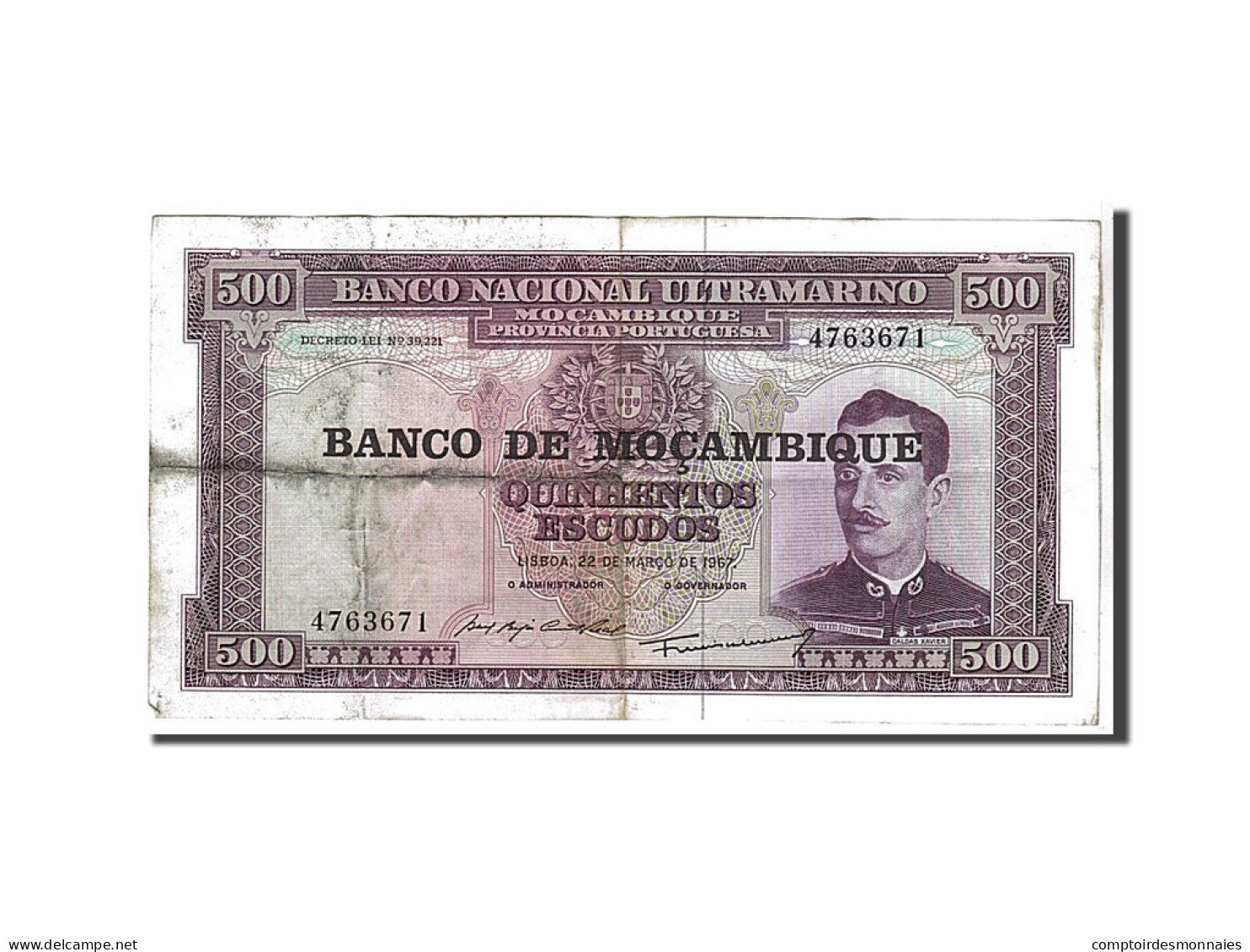 Billet, Mozambique, 500 Escudos, 1967, KM:110a, TTB - Moçambique