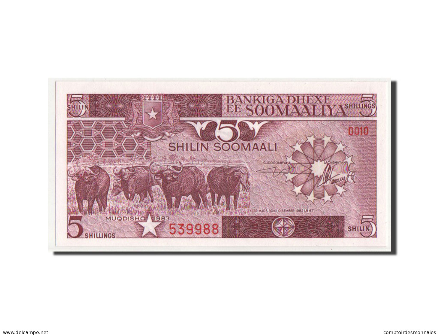 Billet, Somalie, 5 Shilin = 5 Shillings, 1983, SPL+ - Somalia