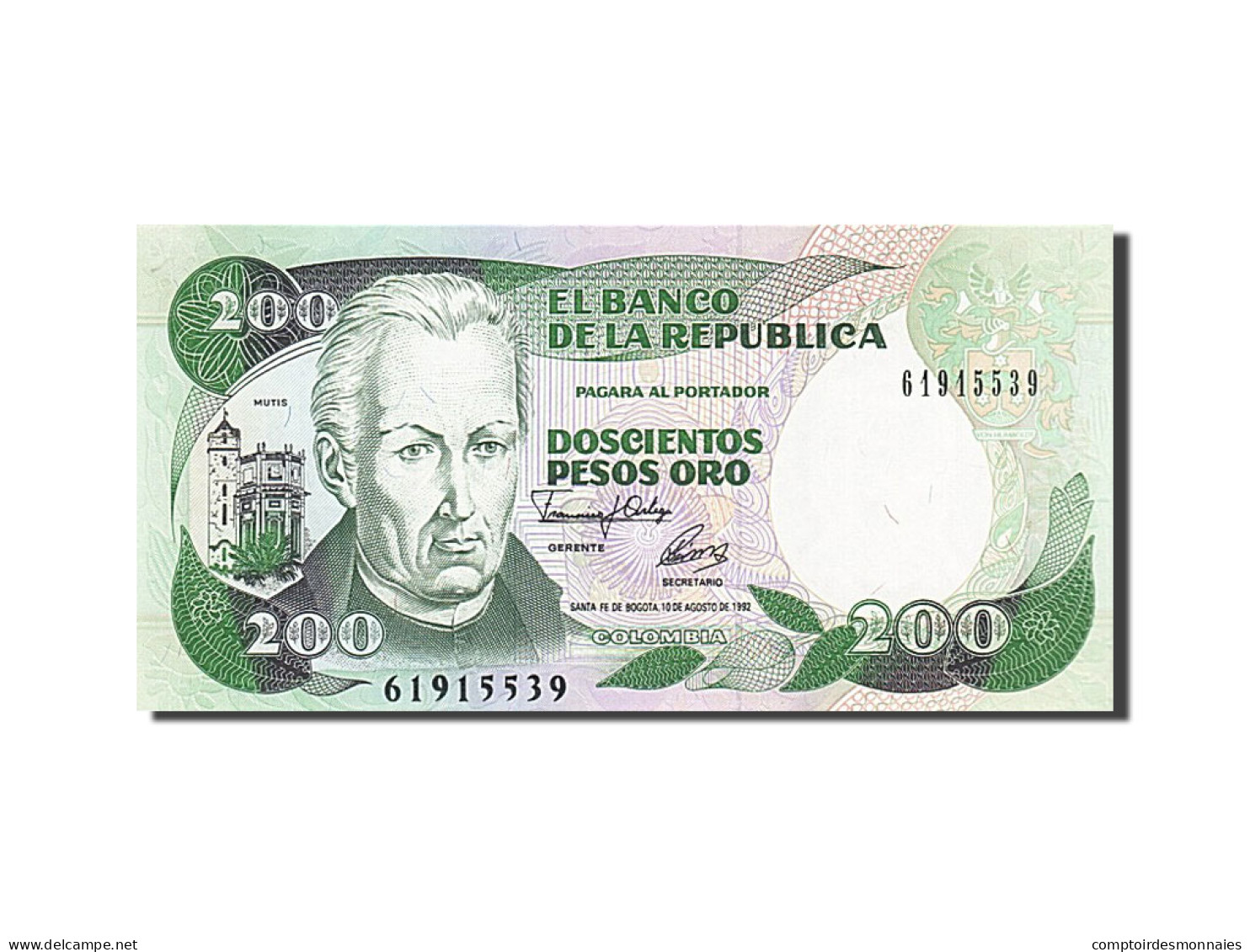 Billet, Colombie, 200 Pesos Oro, 1992, 1992-08-10, NEUF - Colombie