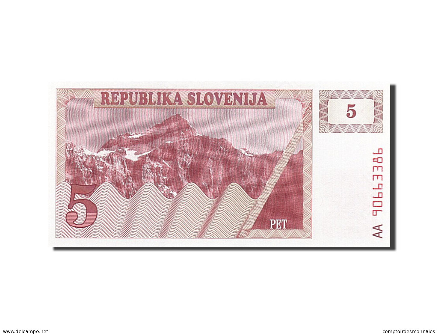 Billet, Slovénie, 5 (Tolarjev), 1990, NEUF - Slowenien