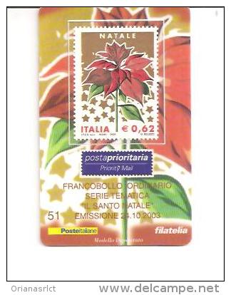 63456) Tessera Filatelica Francobollo Ordinario Serie Tematica Il Santo Natale  Emissione 21/10/2003 - Cartes Philatéliques