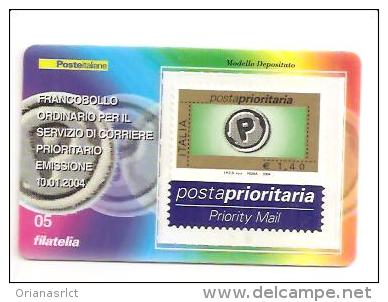 63460) Tessera Filatelica Francobollo Ordinario  Per Il  Sivizio Di Corriere Prioritario Emissione 10/01/2004 - Philatelistische Karten