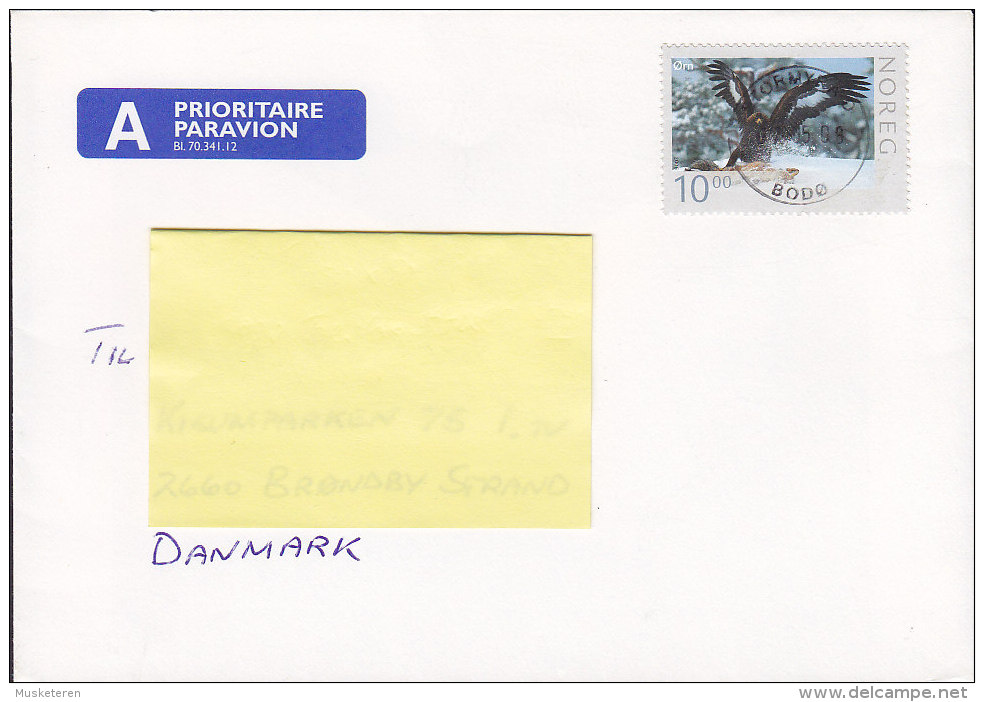 Norway A Prioritaire Par Avion Label Deluxe STORMYRA Bodø 2006 Cover Brief To Denmark Bird Vogel Oiseau Ørn Adler Eagle - Briefe U. Dokumente