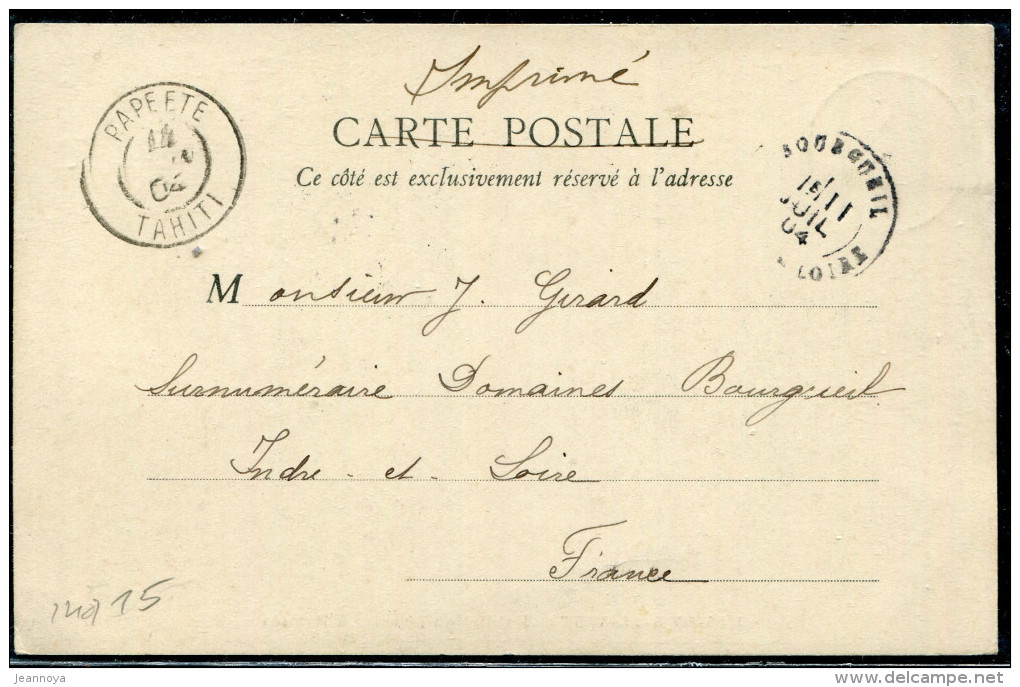 OCÉANIE - N° 4 / CPA DES ILES SOUS LE VENT, HABITATION LACUSTRE A RAIATÉA, OBL. DE PAPEETE EN 1904 POUR LA FRANCE - TB - Lettres & Documents