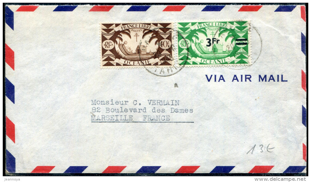 OCÉANIE - N° 167 + 177 / LETTRE AVION DE PAPEETE LE 20/10/1948, POUR LA FRANCE - TB - Storia Postale