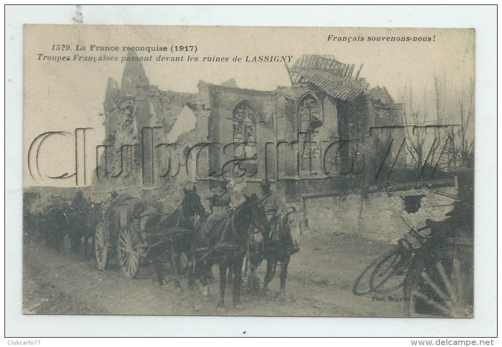 Lassigny (60) : MP D´un Atttelage Militaire Approvisionnement Passant Devant L´église GM1 En 1917 (animé) PF - Lassigny