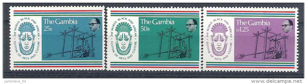 1977 GAMBIE 334-36** Art Africain, Tisserand - Gambia (1965-...)