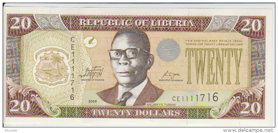 Liberia 20 Dollars 2009  Pick 28 UNC - Liberia