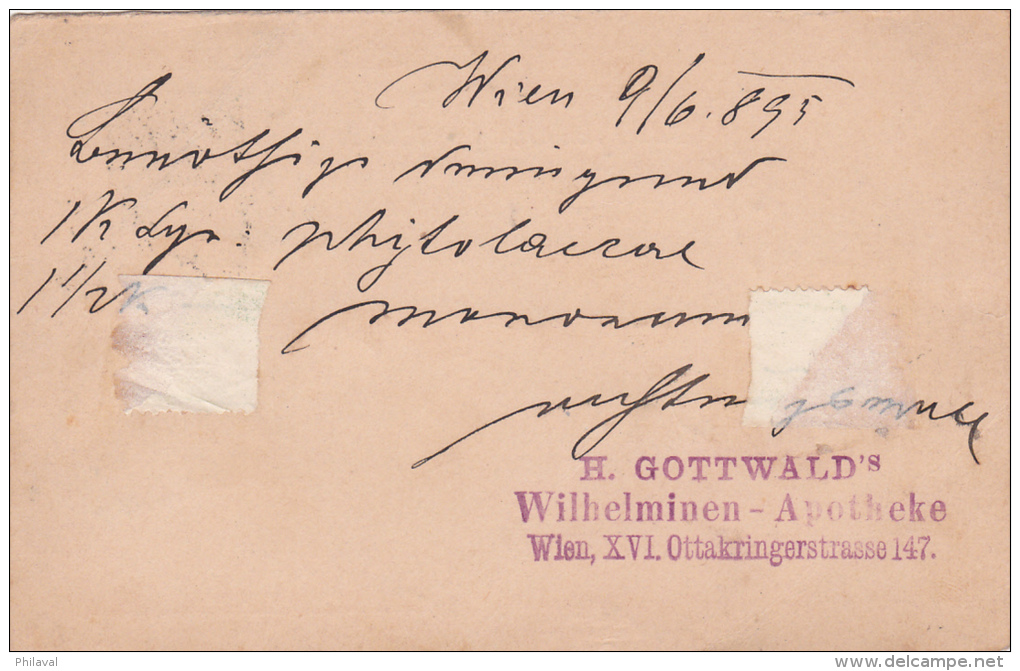 AUTRICHE : Entier Postal Oblitéré  WIEN Le  9.6.1895 à Destination Du WIEN - Sonstige & Ohne Zuordnung