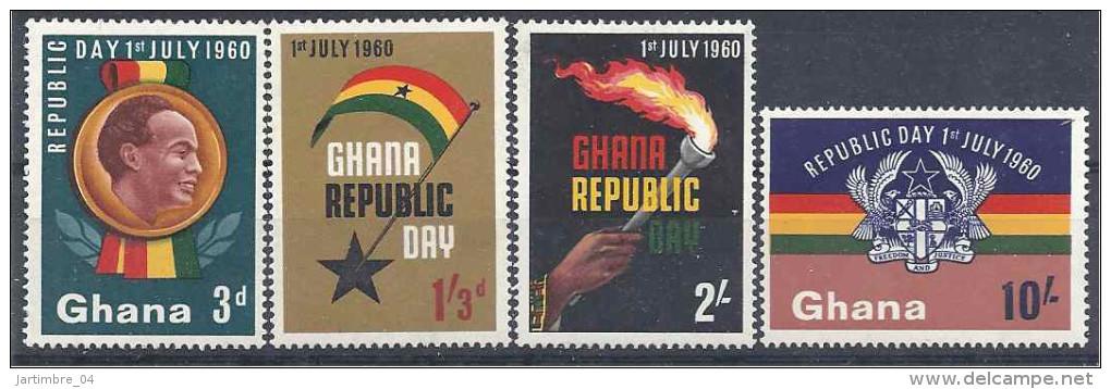 1960 GHANA 71-74** République, Armoirie, Drapeau - Ghana (1957-...)