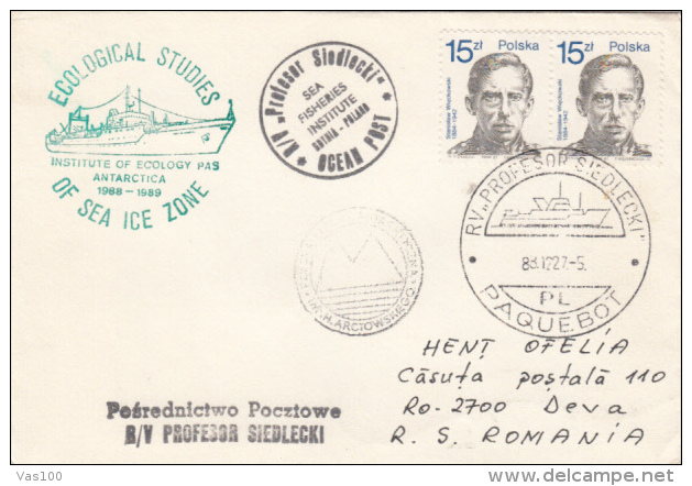 ANTARCTIC RESEARCH INSTITUTE, SHIP, SPECIAL COVER, 1988, POLAND - Onderzoeksstations