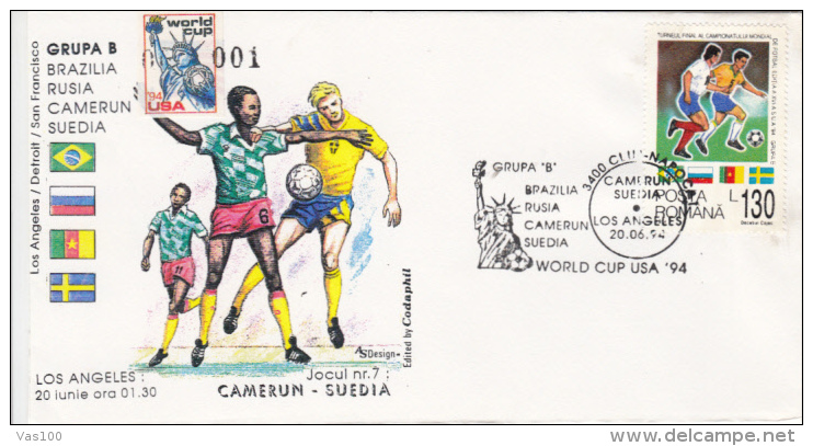 USA'94 SOCCER WORLD CUP, CAMEROON- SWEDEN GAME, SPECIAL COVER, 1994, ROMANIA - 1994 – Estados Unidos