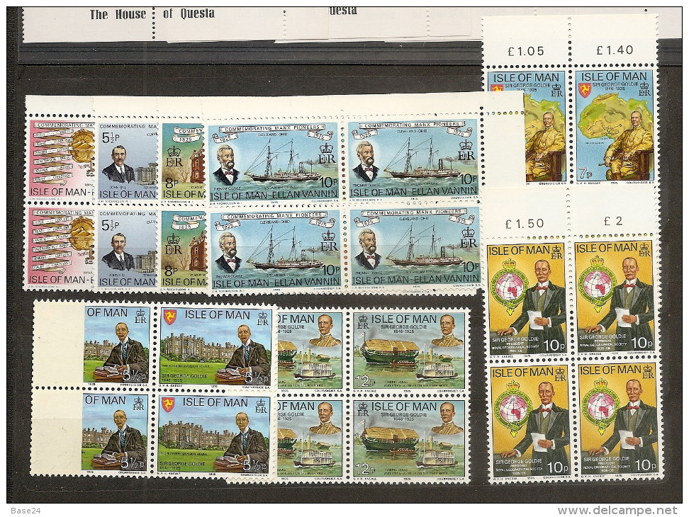 1975 Isola Di Man ANNATA,  YEAR  4 Annate Di 16v. (43/46, 51-62) In Quartina MNH** Bl.4 - Isola Di Man